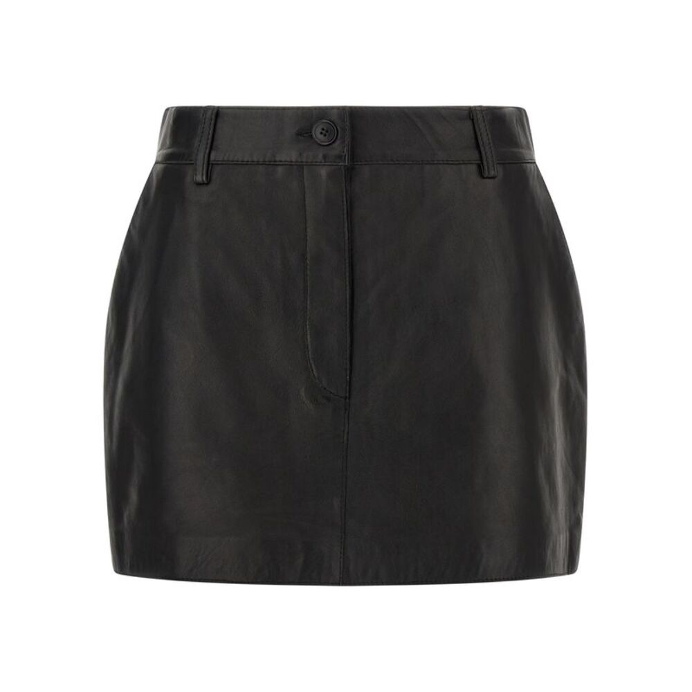 P.A.R.O.S.H. Black Lamb Leather Long Women's Skirt